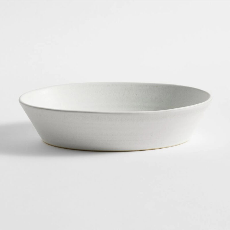 Larkin Stoneware Oval Walled Serving Platter, Small - Shell White
