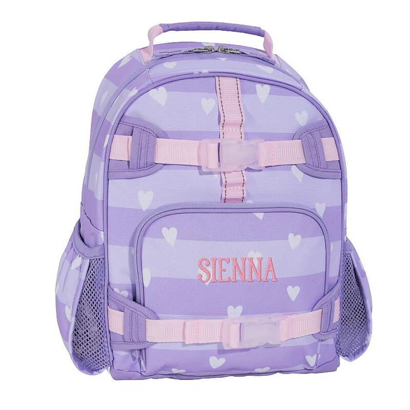 Lavender Stripe Heart Mackenzie Backpack