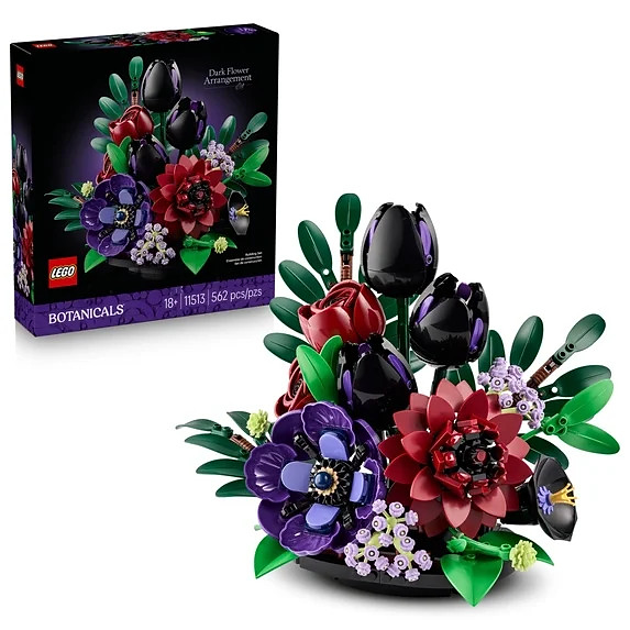 LEGO Botanicals Dark Flower Arrangement - Building Set for Adults, Ages 18+ - Artificial Flower D...