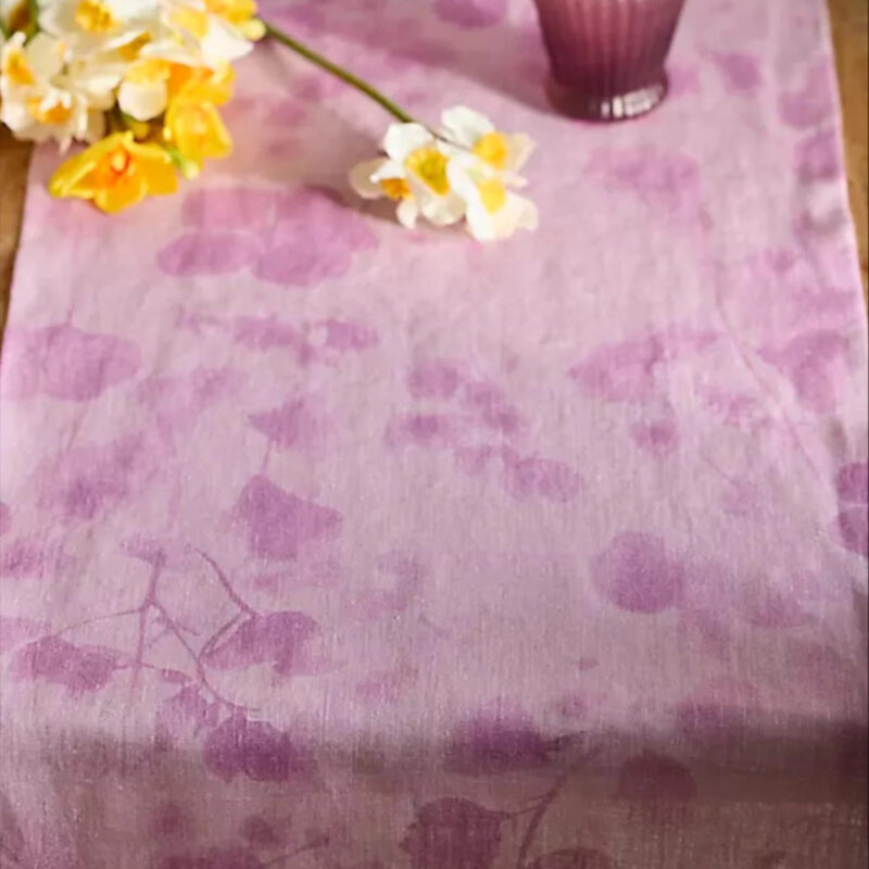 Lilac Sun Print Linen Table Runner in Purple at Terrain