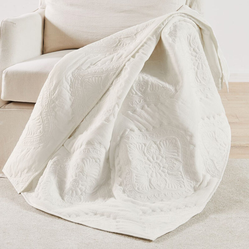 Loden Cream Quilted Throw - Levtex Home
