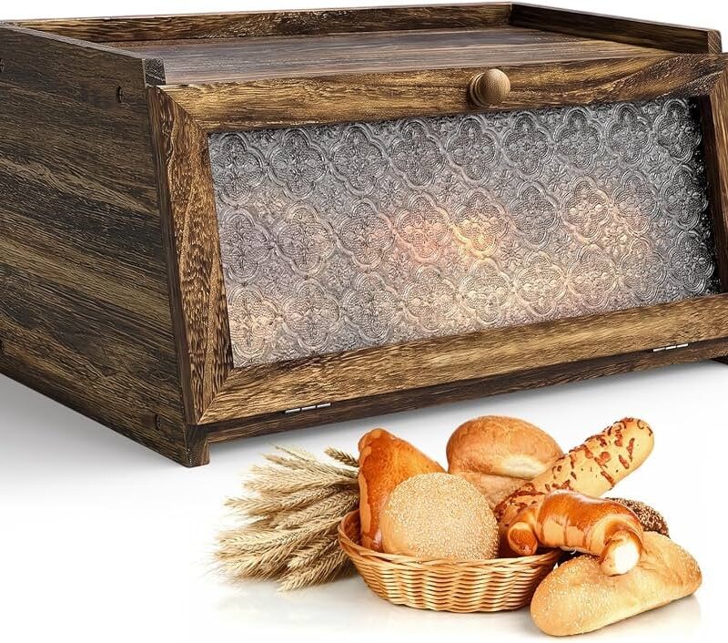 LOHASOK Bread Box for Kitchen Countertop,Charred Crabapple