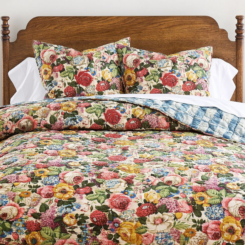 Lorain Multi Floral Embroidered Reversible Quilt