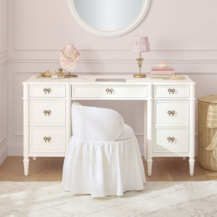 LoveShackFancy Bow Storage Desk (58"w x 20.5"d) LoveShackFancy x Pottery Barn