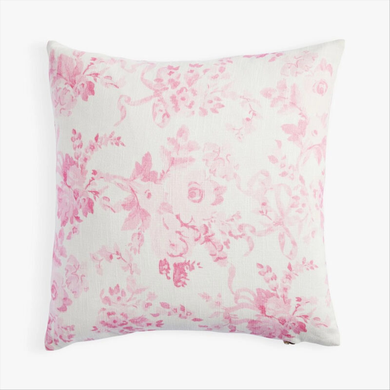 LoveShackFancy Damask Pillow Cover, 20x20 Inches, Pink