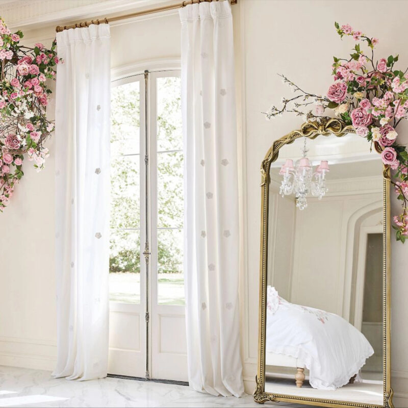 LoveShackFancy Embellished Rosette Curtain