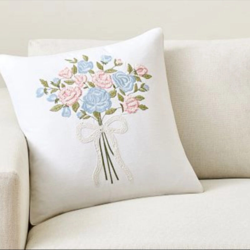 LoveShackFancy Embroidered Bouquet Pillow