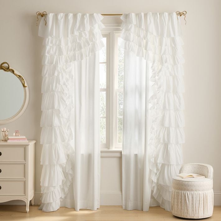 LoveShackFancy Gala Ruffle Light-Filtering Curtain, Set of 2 LoveShackFancy x Pottery Barn