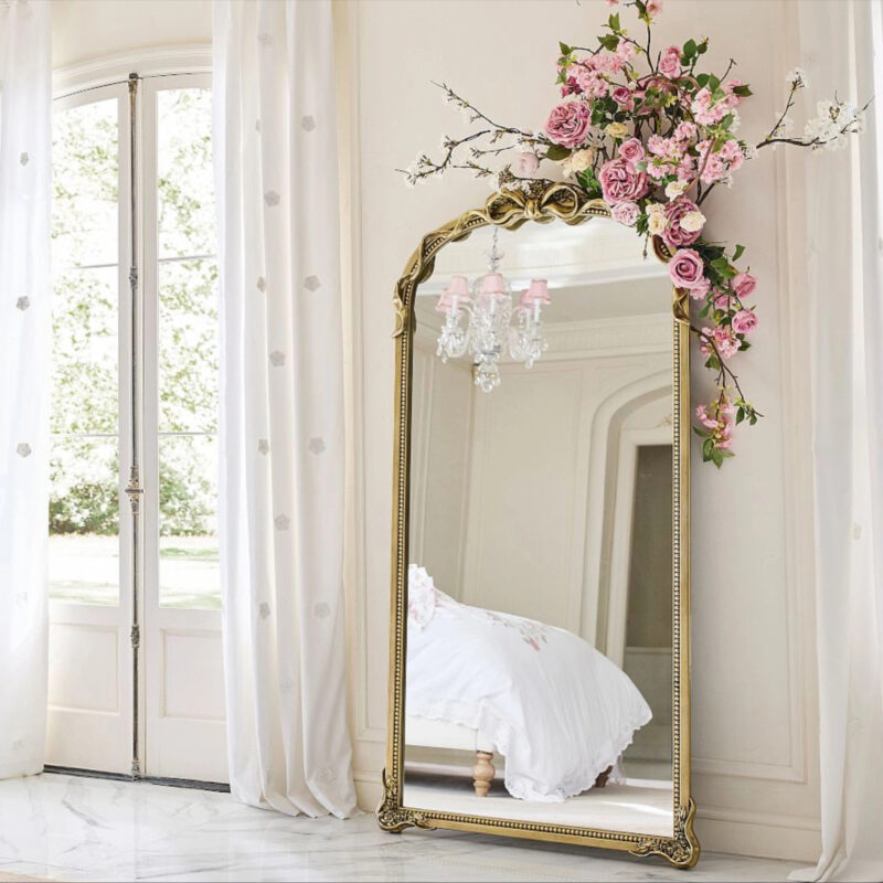 LoveShackFancy Gold Bow Floor Mirror