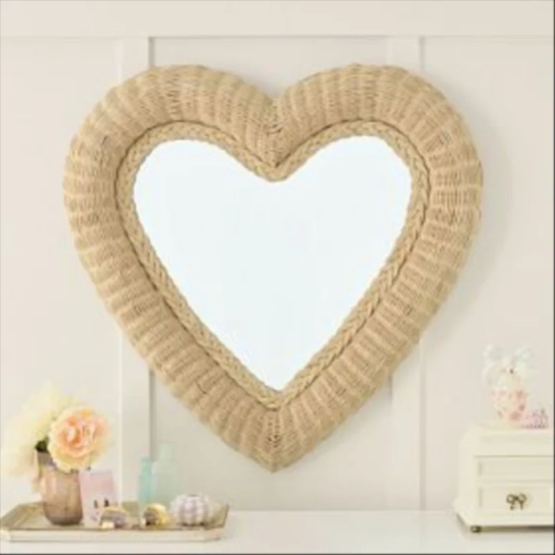 LoveShackFancy Heart Rattan Mirror (30")