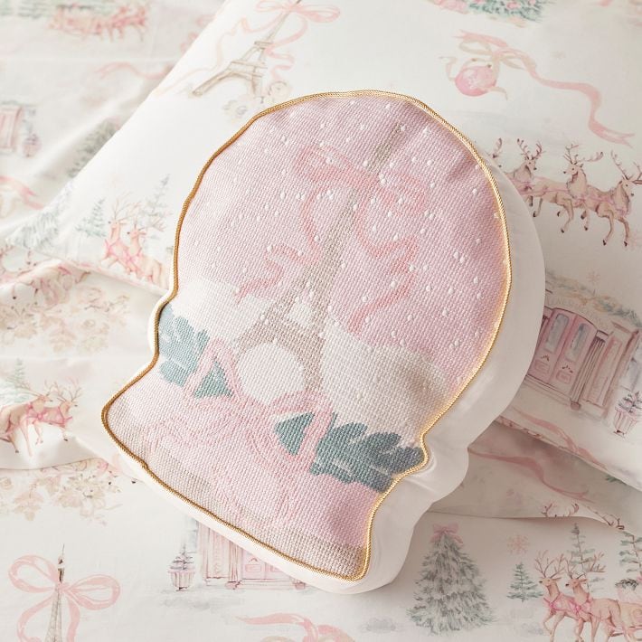 LoveShackFancy Paris Snow Globe Needlepoint Pillow LoveShackFancy x Pottery Barn