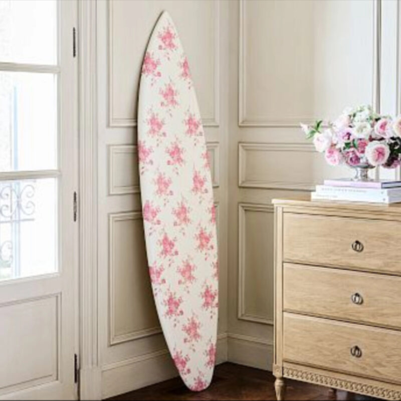 LoveShackFancy Pink Rose Printed Surfboard Wall Art