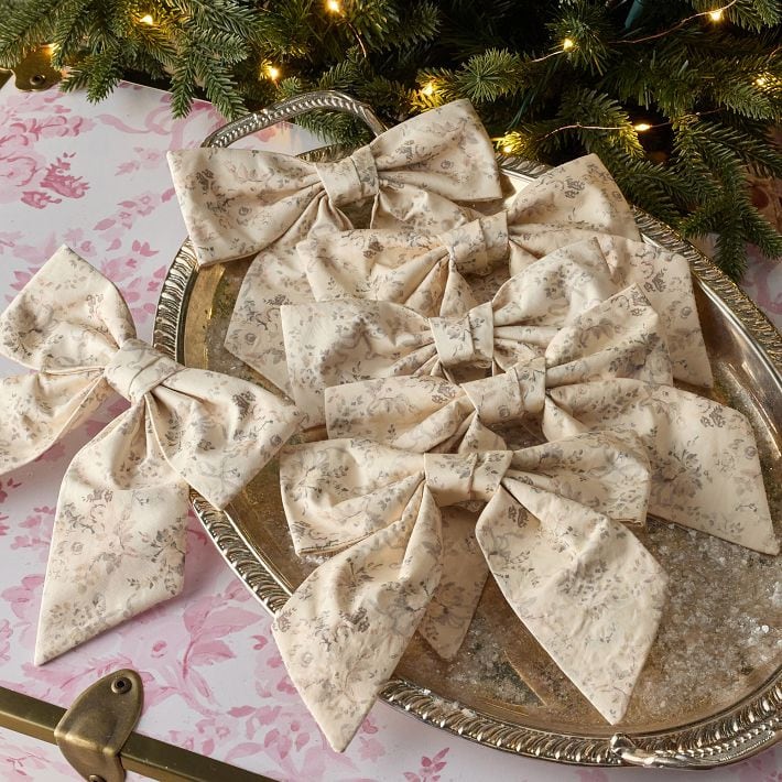 LoveShackFancy Printed Bow Ornaments, Set of 6 LoveShackFancy x Pottery Barn