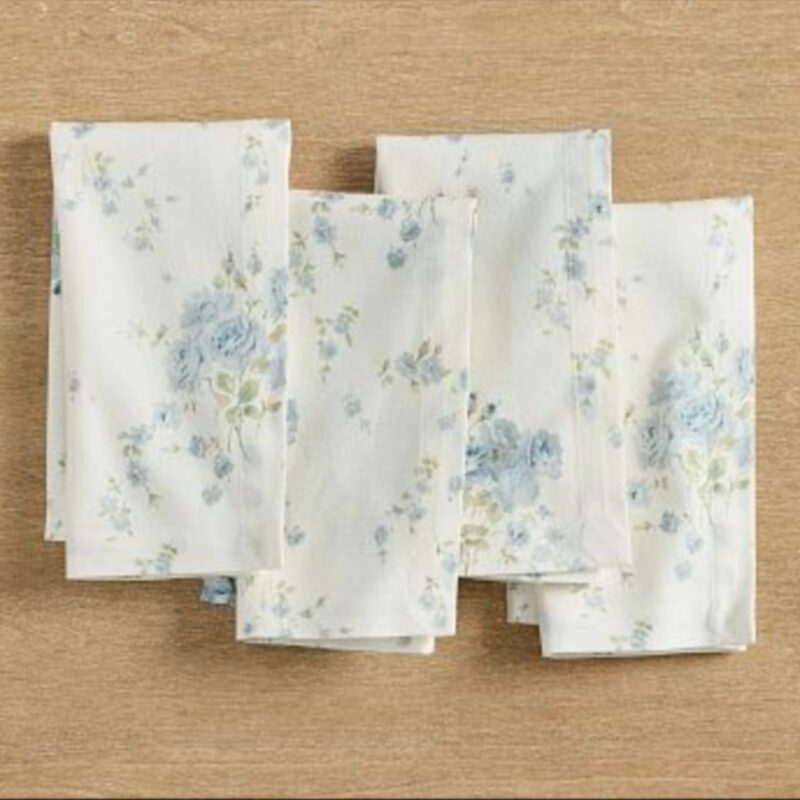 LoveShackFancy Summer Blue Rose Cotton Napkins -  Set of 4