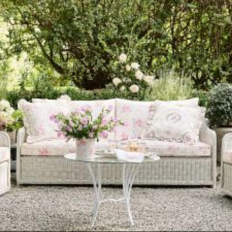 LoveShackFancy Wicker Sofa with High Performance Cushions