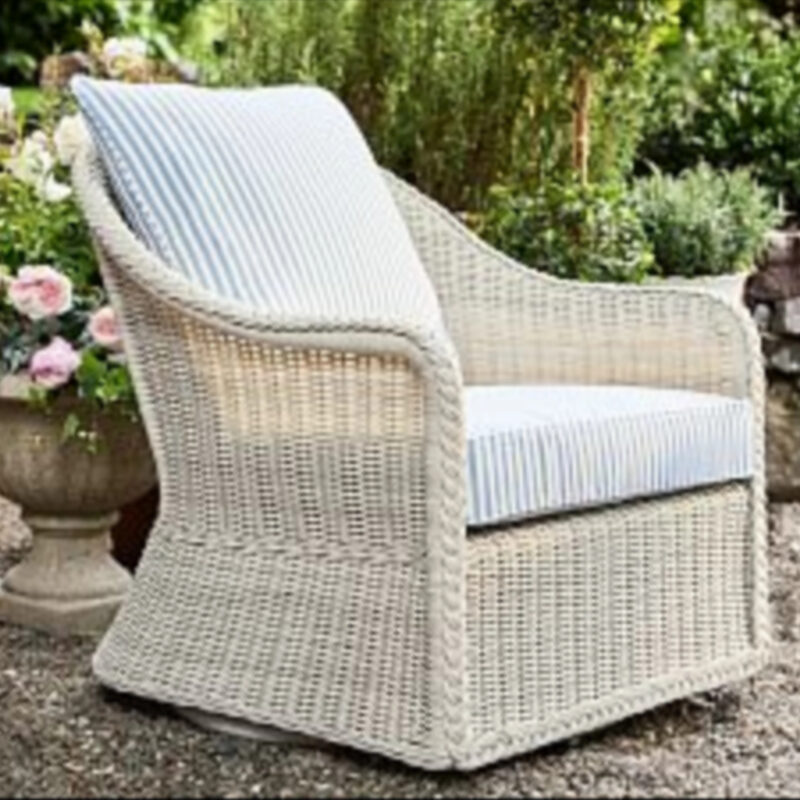 LoveShackFancy Wicker Swivel Outdoor Lounge Chair