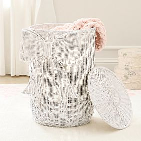 LoveShackFancy Woven Bow Lidded Hamper (18" x 26")