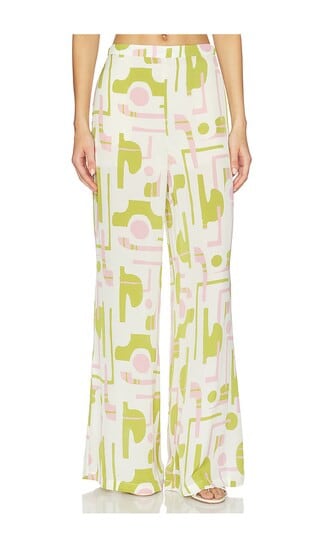 ADRIANA DEGREAS Balearic Wide Leg Pants in Green,Pink. - size M