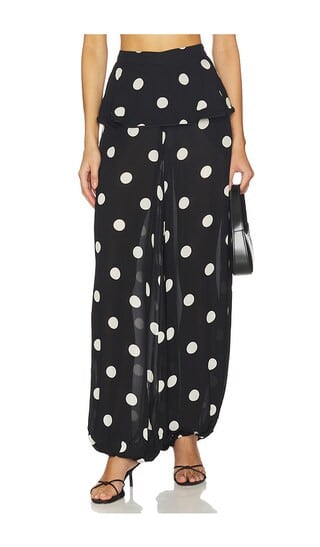 ADRIANA DEGREAS Polka Dot Peplum Pants in Black. - size XS