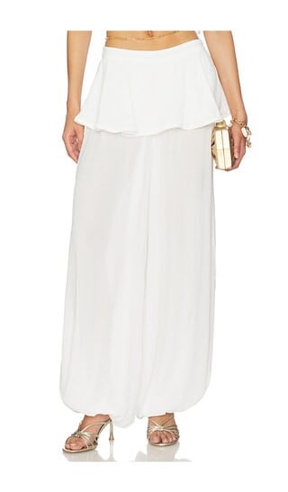 ADRIANA DEGREAS Peplum Pant in White. - size XS