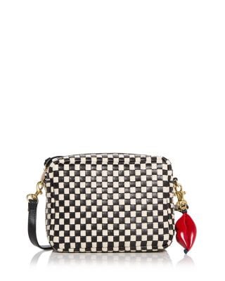 Clare V. Midi Sac Lips Woven Leather Crossbody Bag
