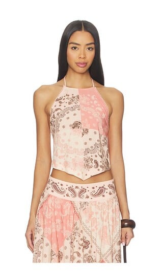 Agua Bendita x REVOLVE X Revolve Vall Crop Top in Pink. - size XL