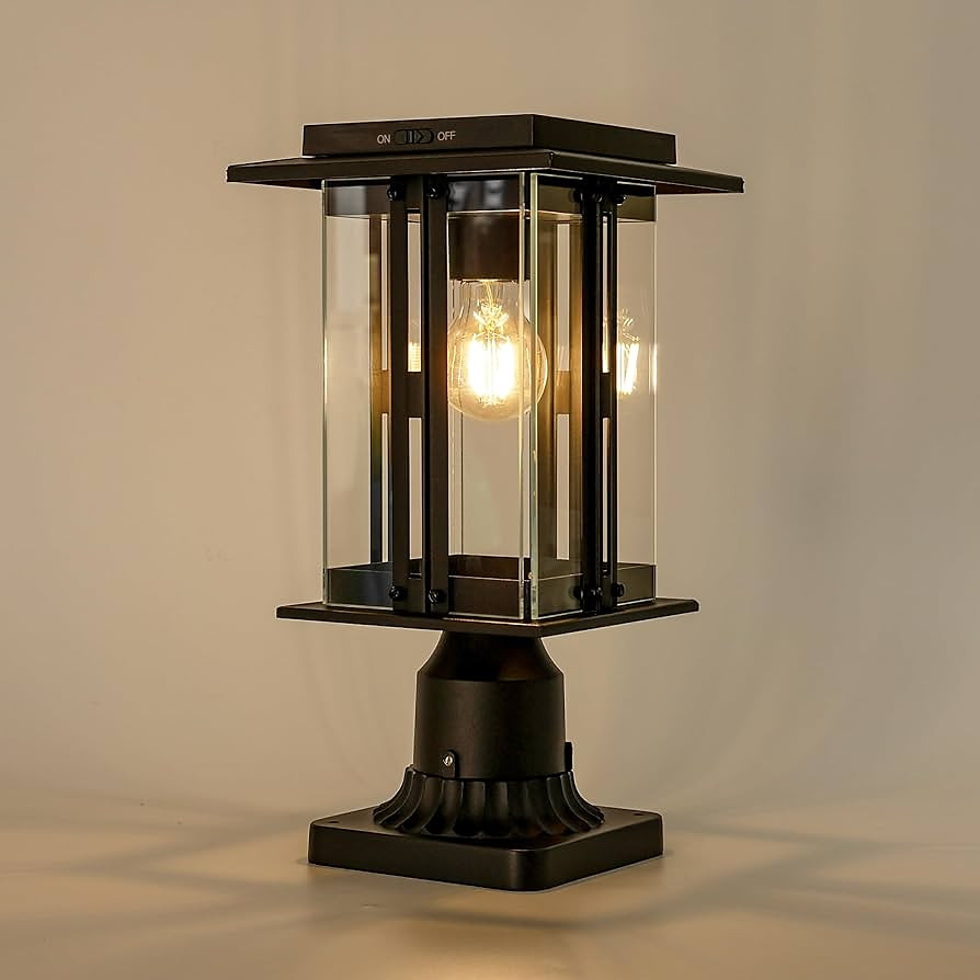 LUTEC Solar Lamp Post Light, 200 Lumens Dusk to Dawn Craftsman Style Post Light Waterproof Solar ...
