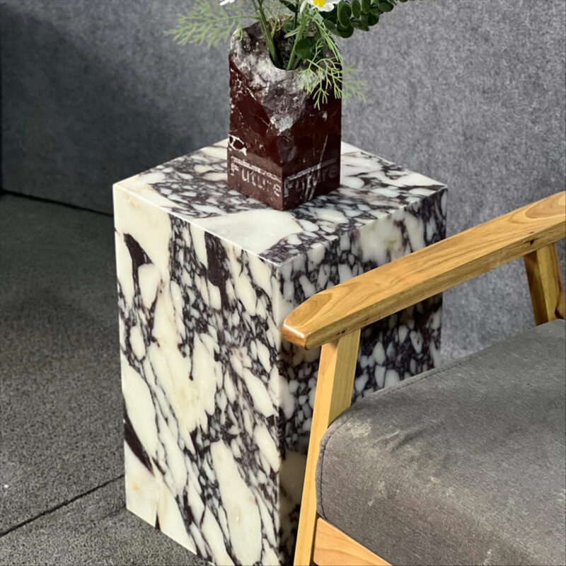 Luxury Marble Side Table,Square End Table for Modern Sofa and Bed, Living Room, Sofa, Bedroom（C...