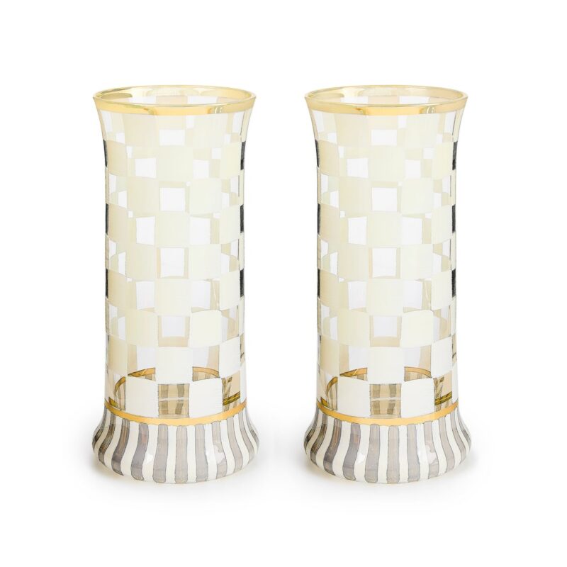 MacKenzie-Childs Carnival White Highball Glass