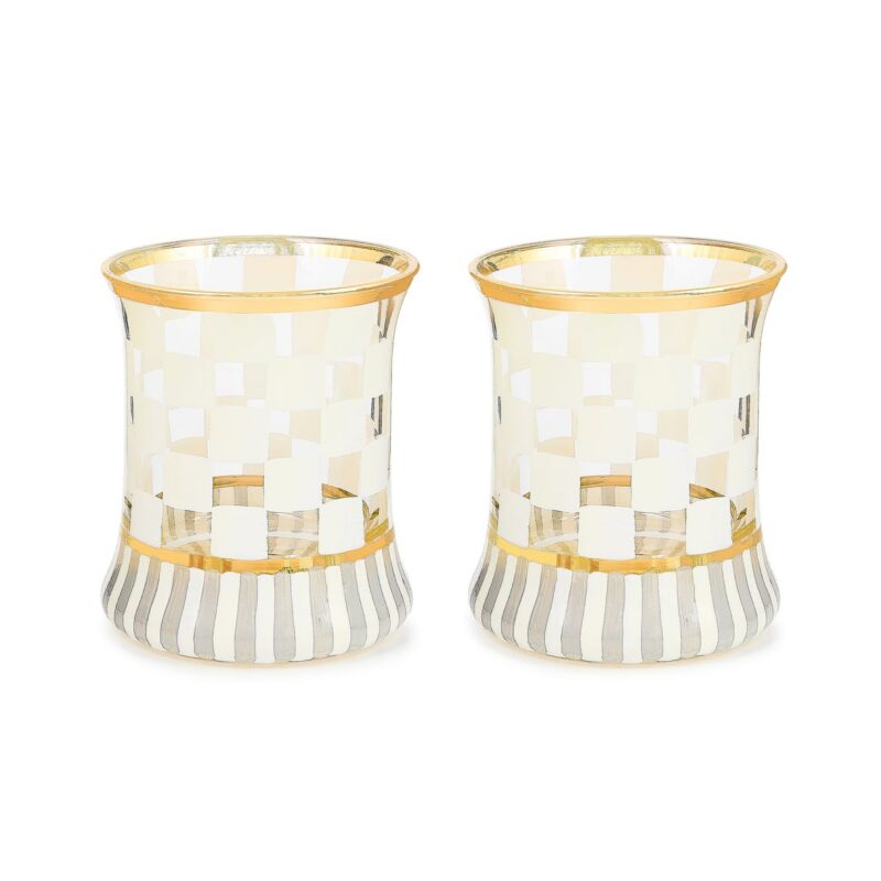 MacKenzie-Childs Carnival White Tumbler Glass