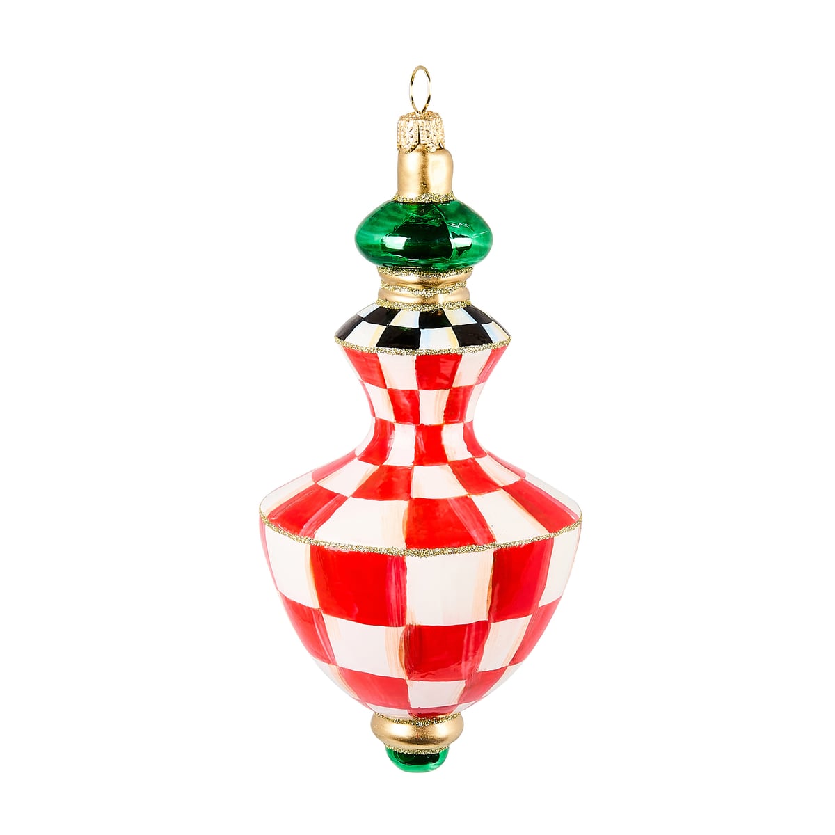 MacKenzie-Childs Check It Out Hourglass Drop Glass Ornament