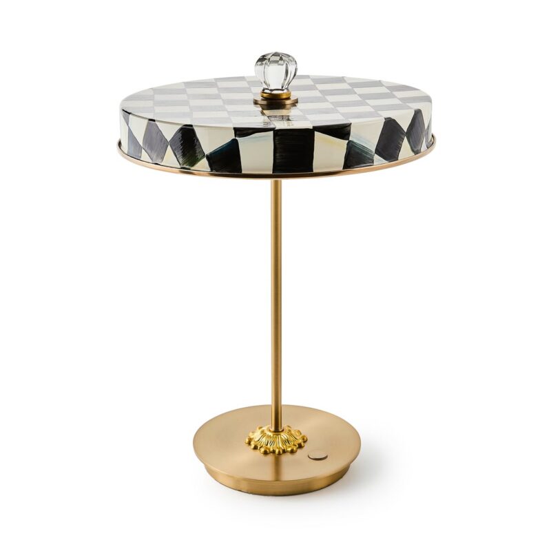 MacKenzie-Childs Courtly Check LED Rechargeable Disk Table Lamp