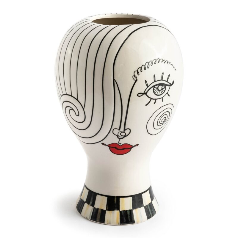 MacKenzie-Childs Doodles Lady Head Vase