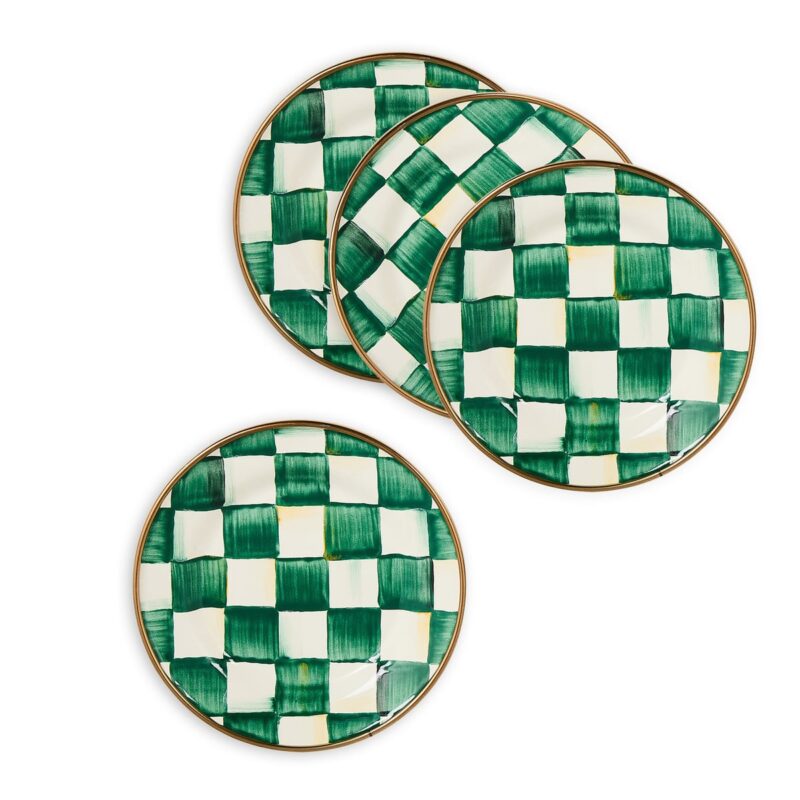 MacKenzie-Childs Emerald Check Appetizer Plates