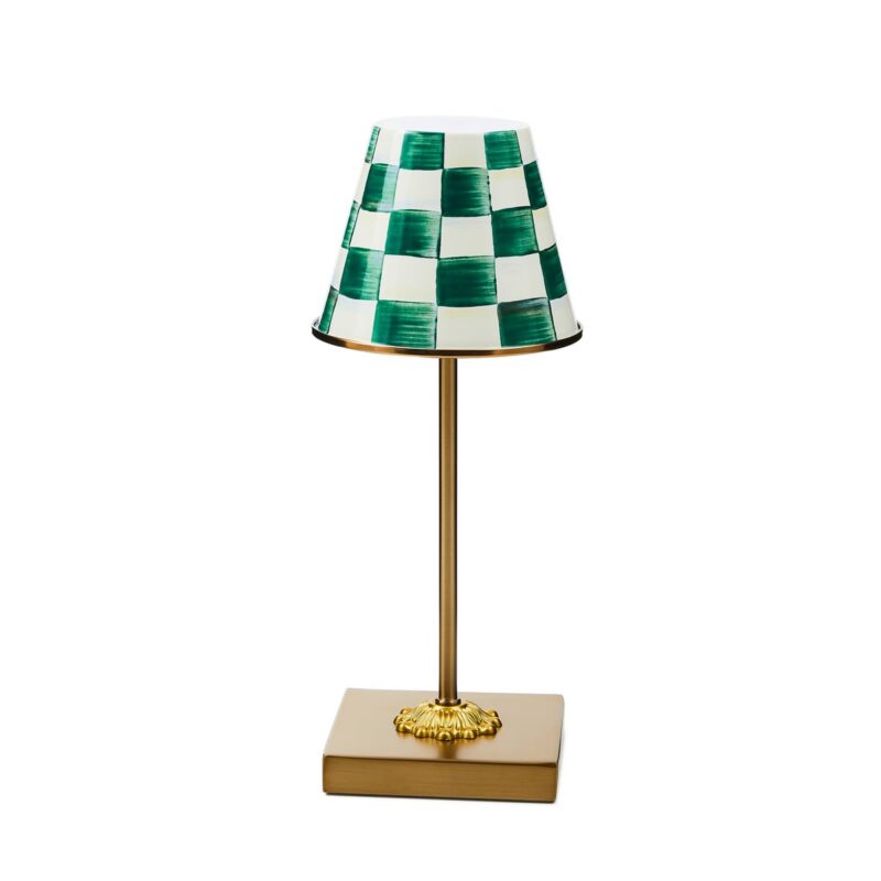MacKenzie-Childs Emerald Check LED Rechargeable Cafe Table Lamp