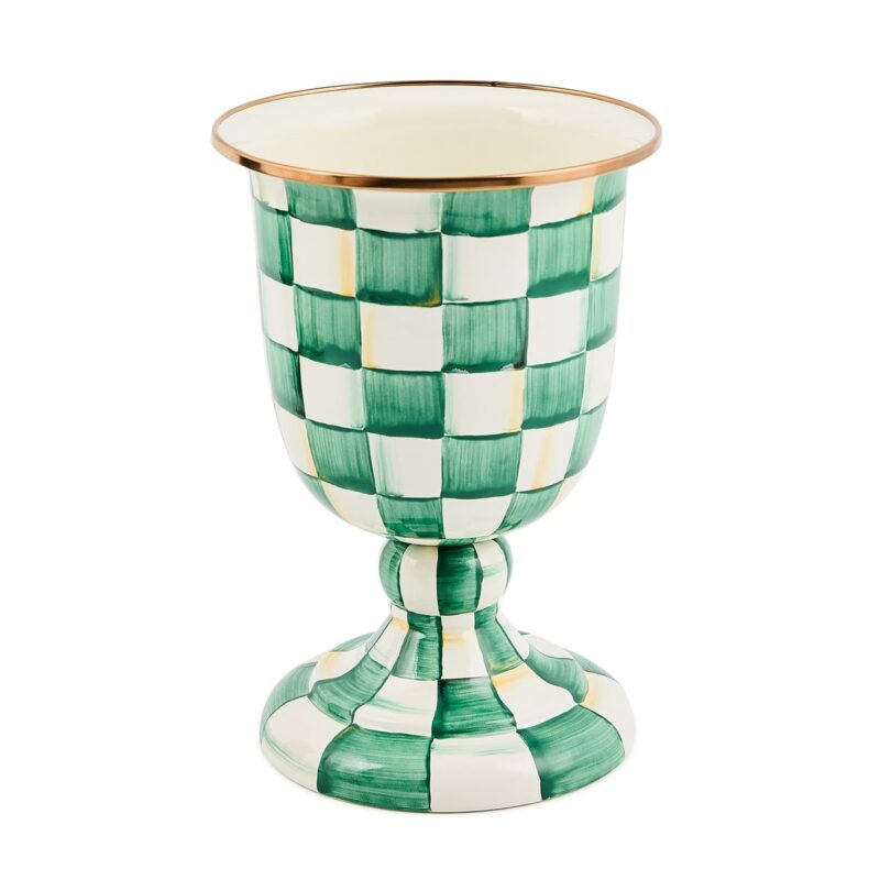 MacKenzie-Childs Emerald Check Pedestal Vase