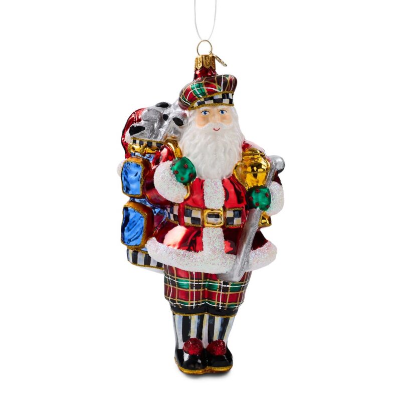 MacKenzie-Childs Golfing Santa Glass Ornament