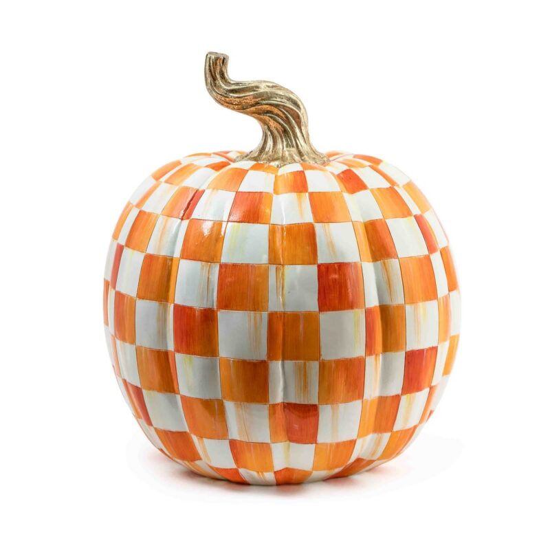MacKenzie-Childs Orange Check Large Pumpkin
