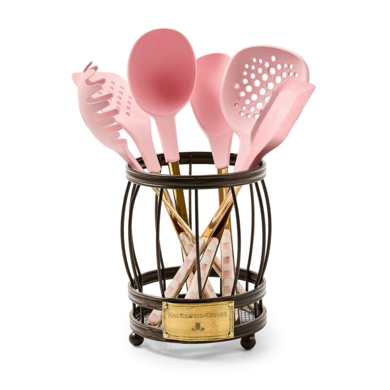 MacKenzie-Childs Rosy Check Utensil Caddy Set