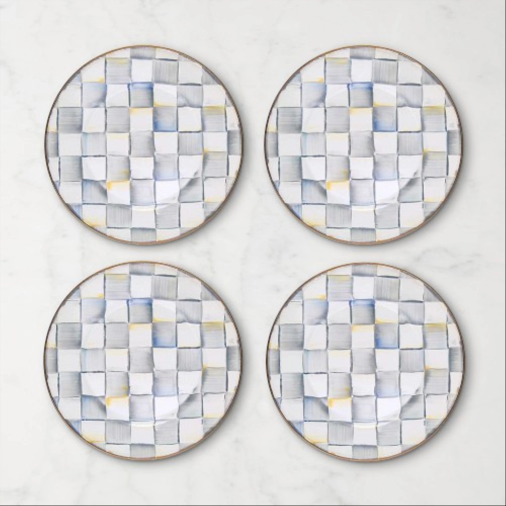 MacKenzie-Childs Sterling Check Dinner Plates, Set of 8