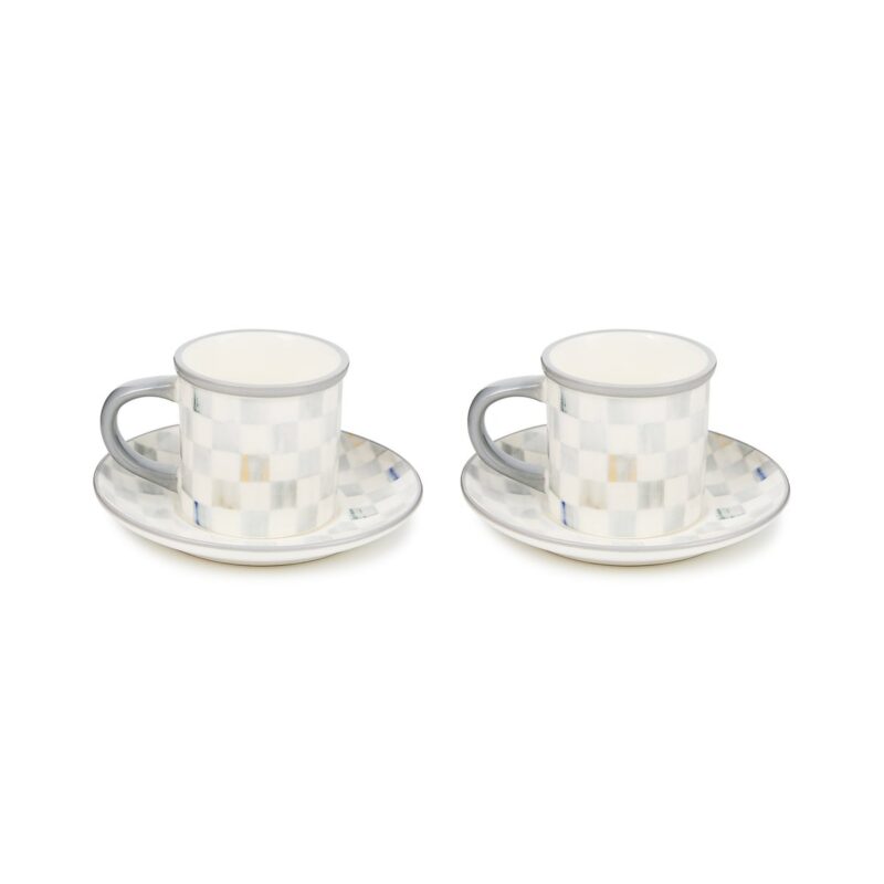 MacKenzie-Childs Sterling Check Espresso Cup & Saucer