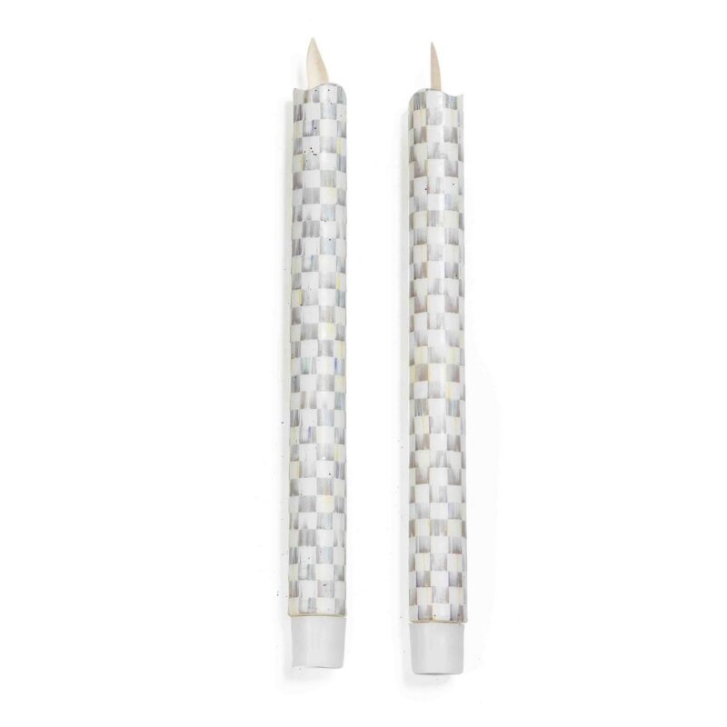 MacKenzie-Childs Sterling Check Flicker Dinner Candles