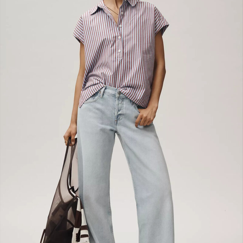 Maeve 100% Cotton Sleeveless Buttondown Shirt