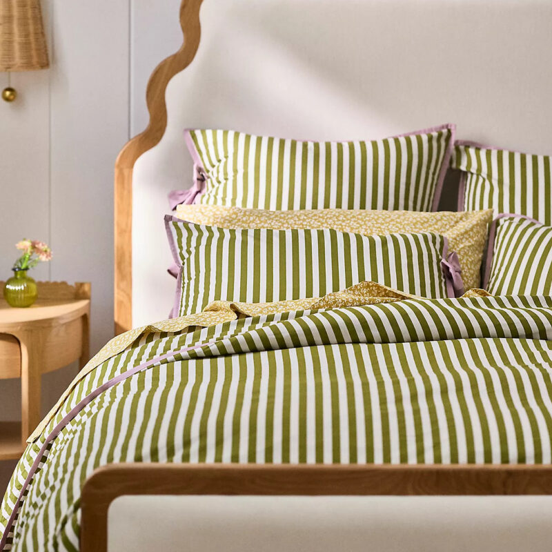 Maeve Brynne Cotton Percale Stripe Tie Printed Duvet