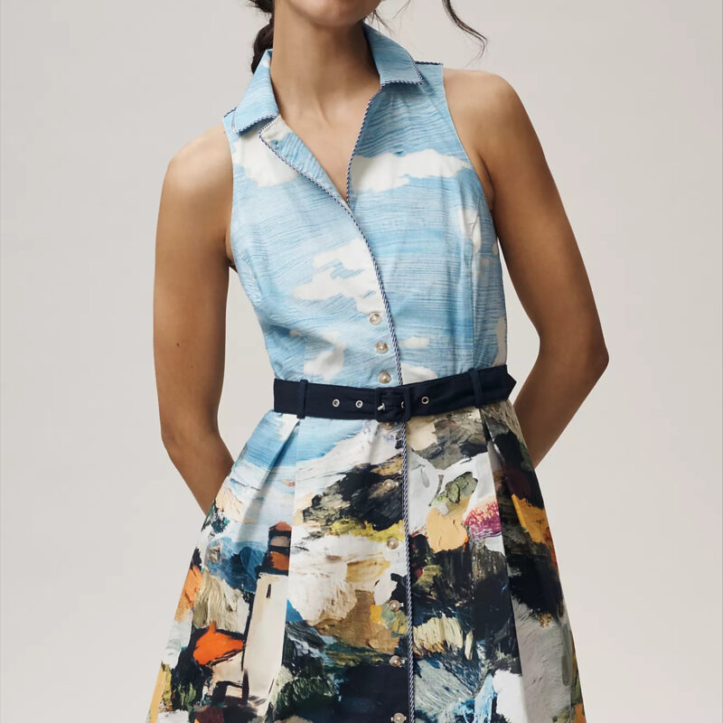 Maeve Collared Fit-and-Flare Mini Dress