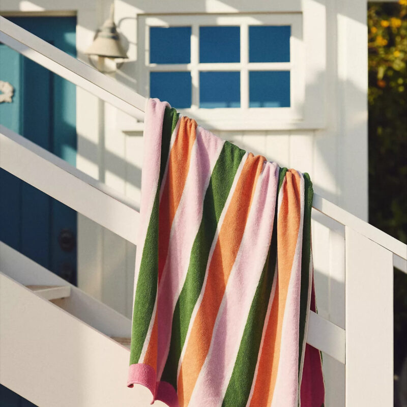 Maeve Cotton Woven Stripe Wavy Edge Beach Towel