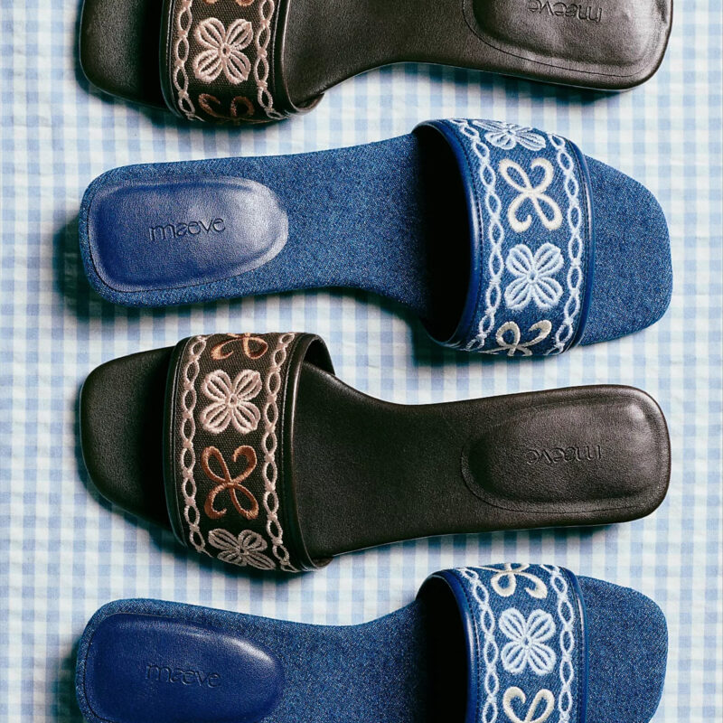 Maeve Embroidered Logo Slide Sandals