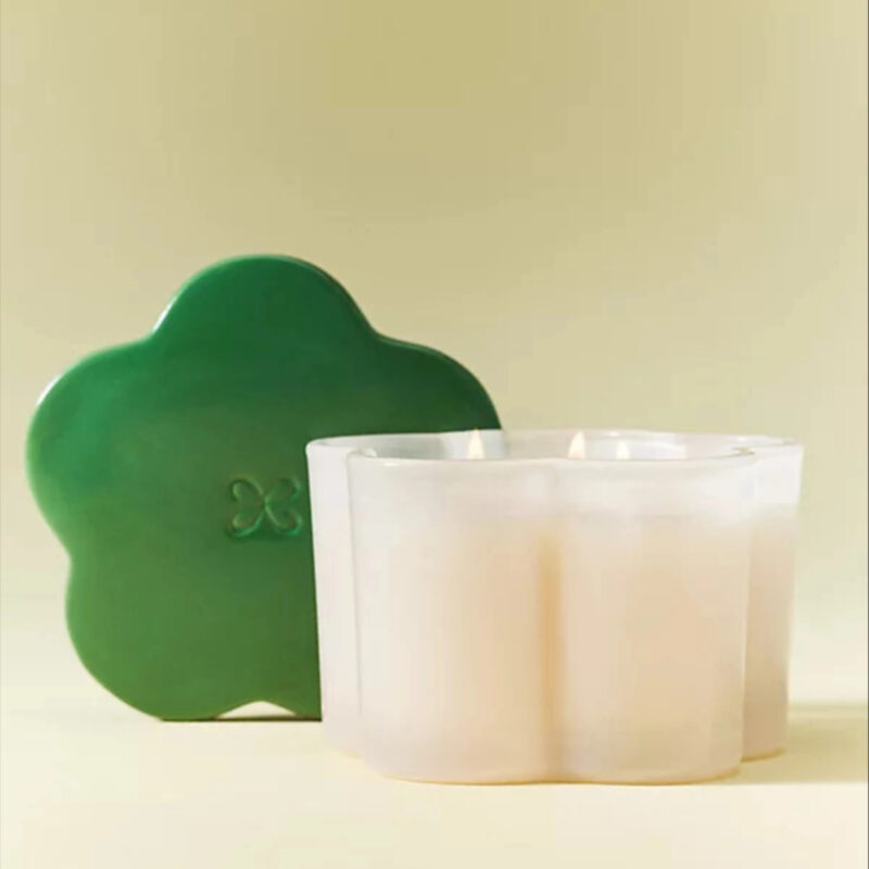 Maeve Low Wide Floral Wildflower Bouquet Glass Candle