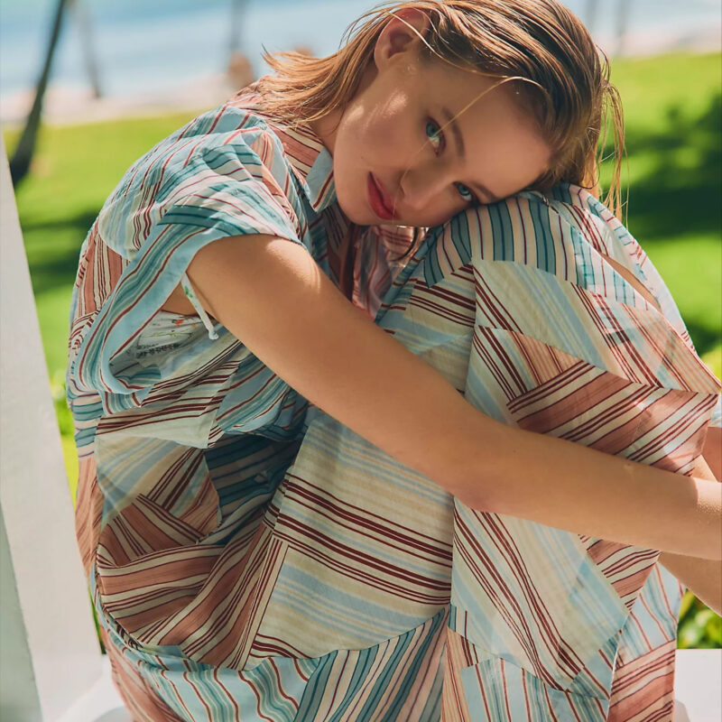 Maeve Sleeveless Printed Midi Shirt Dress