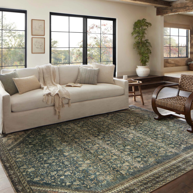 Magnolia Home By Joanna Gaines X Loloi Banks Machine Washable Denim / Clay Area Rug